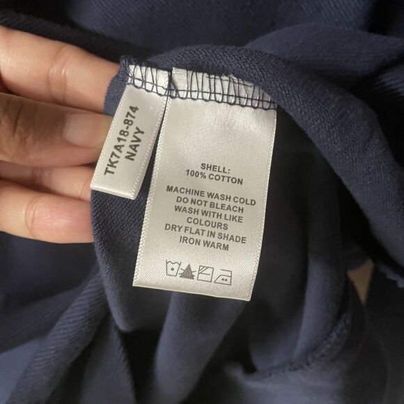 TD Thomas Dean Men's Navy Blue Quarter Zip Pullover Sweater Size M GUC - Picture 4 of 11